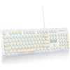 SbocKeeb Tastiera Illuminata PC, Tastiere Membrana Retroilluminati LED con Cute Tasti Rotondi, 104 Tasti Fullsize Tastiera USB Filo per PC/Win/Mac/Laptop QWERTY americana