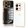 Vauki 2 Pezzi Cover per Xiaomi Redmi Note 13 Pro 5G/Poco X6 5G, Custodia con Motivo Cuore, Antiurto Silicone TPU Morbida Love Case con Protezione Della Fotocamera Ragazzi e Ragazze,Nero+Bianco