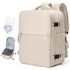 BOXSAM Zaino Sottovuoto Viaggio Con Pompa Zaino Easyjet 45x36x20 Aereo Bagaglio a Mano Zaini 15.6 Pollici Porta PC Casual Impermeabile Daypack Borsa da Cabina per Donna Uomo GrigioMarrone