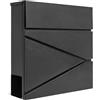 Assorted Collections Cassetta delle lettere da parete con porta giornali, chiudibile a chiave con 2 chiavi, design moderno, facile da installare, 37 x 10,5 x 37 cm (nero)