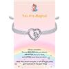 J.Endéar Bracciale Unicorno per Ragazze, Colorato Cubic Zirconia Amore Cuore Unicorno Argento 925 Gioielli Cordone Bracciale Fatto A Mano Regali per Adolescenti Bambini, Grigio