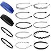 Set Di 2 Cerchietti A Zigzag Per Capelli Unisex, Nero E Leopardato, Con Denti A Squalo Antiscivolo