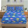 Generico Lenzuolo con Angoli 120x200cm Tasca da 30cm Pesci Dell'Oceano Divertenti Set Di Biancheria Da Letto Morbido Ipoallergenico Copriletto Colorato Lenzuolo con Angoli Bambini e Adolescenti