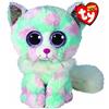 TY - Peluche - Beanie Boos - Gatto - Opal - Azzurro, Bianco e Rosa - Gattino con occhioni e orecchie glitter viola - Il morbido pupazzo con gli occhi grandi scintillanti - 28 Cm - 37288