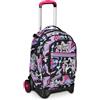SJ GANG STYLE JAM GANG Seven Trolley Scuola Jack 2 Ruote, Nero Fucsia, Mark On Girl, 3 in 1, Triplo Uso, Zaino Con Carrello Sganciabile, Tasca Porta Borraccia e Crossover System, Zaino Scuola Viaggio, Bambina Ragazza