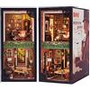 CUTEBEE DIY Book Nook Kit casa delle bambole con copertura antipolvere miniatura diorama booknook kit con luce LED,3D kit di modellazione in legno,da costruire (Rose Detective Agency)