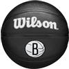 Wilson Mini Pallone da Basket NBA Team Tribute, Dotato di Canali di Precisione e Presa dinamica, Con Stabilità Dell'Aria Migliorata, Approvato NBA, squadra: Brooklyn Nets, Colore: Nero, Taglia: 3