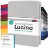 CelinaTex Lucina lenzuolo elasticizzato topper spessori per letto contenitore cotone 140x200-160x200 cm grigio argento