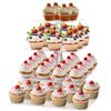 LATERN 4 Livelli Alzata per Cupcake, Quadrata Torre per Cupcake in Acrilico Alzata Trasparente a Più Livelli Porta-Torte Riutilizzabile per Matrimoni Compleanni Baby Shower Halloween Feste