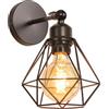 TOKIUS Lampada da Parete Interna Industriale Applique da parete Gabbia Interno E27 Metallo Lampadari e Plafoniere Cucina regolabile 180° Per Cucina Camera da letto (Nero, 1 pezzo)