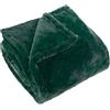 furn. Coperta in pelliccia sintetica Kallu - Coperta decorativa morbida e soffice con bordo Oxford (verde ago - 130x180cm)