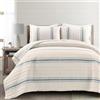 Lush Decor, Set di biancheria da letto matrimoniale in cotone double-face con motivo a righe, 3 pezzi, colore: blu, set di biancheria da letto per letto matrimoniale