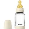 Bibs Biberon in vetro BIBS. Anti-coliche. Tettarella rotonda in lattice di gomma naturale. Favorisce l'allattamento naturale al seno. 120ml, Complete Set - Ivory