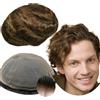 Yanahair Protesi Capelli Uomo Toupee per Uomini Parrucchini Parrucca Capelli Veri Uomo Parrucche 100% Europeo Capelli Umani Veri Pieno Pizzo Toupet Ondulato (8x10",#4 marrone chiaro)