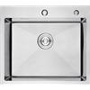 Ibergrif M85545, Lavello Cucina 1 Vasca con Set di Drenaggio, Lavabo Cucina con 2 Fori, 55 x 45 cm, Acciaio Inox