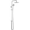 GRIFEMA Colonna Doccia Colonna Doccia Acciaio Inox Senza Miscelatore Fori Muro Regolabili Asta Doccia Gruppo Doccia Colonna Con Soffione e Doccetta Porta Ogetti Mensola 25x25cm, G7005