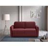 EVERGREENWEB MATERASSI & BEDS EVERGREENWEB Divano Letto 2 Posti Matrimoniale L165xP90xA80 cm Moderno Tessuto Bordeaux, Schienale Reclinabile a Doppio Cuscino, Sofà con Chaise Longue Estraibile, Struttura Imbottita Pieghevole NELLY