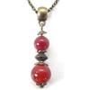 ThurColas Collana da donna con pendente in perle di corniola rossa e perle tibetane in bronzo antico