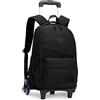 ANSIEDIO Bambini Zaino Trolley Rolling Zaino Con 6 Ruote Cartella Borsa Trolley per Ragazzi Ragazze Studente Della Scuola Primaria (Nero)