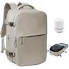 BOXSAM Zaino Sottovuoto Viaggio Con Pompa Zaino Easyjet 45x36x20 Aereo Bagaglio a Mano Zaini 15.6 Pollici Porta PC Casual Impermeabile Daypack Borsa da Cabina per Donna Uomo Marrone