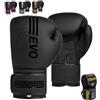 EVO Fitness Guanti da boxe neri opachi MMA Muay Thai arti marziali Kick Boxing Sparring allenamento combattimento uomo sacco da boxe donna guanti rosa con impacchi a mano (Nero, 10 OZ)