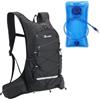 Azarxis Zaino Trekking 18 Litri Zaino da Bici con Strisce Riflettenti per Trail Running Hiking Escursione Montagna Viaggio da Uomo Donna (A - Nero - Zaino + Sacca Acqua 2L)
