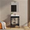 DEGHI Mobile bagno a terra 60 cm nero opaco con lavabo integrato e specchio - Axis