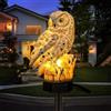 Hoofun Luci solari gufo, impermeabili, lampada a LED ad energia solare, ornamenti per cortile, patio e giardino paesaggio illuminazione (bianco)