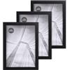lincoolart cornice per foto A4 nero in legno, cornice per foto MDF DIN A4 con vetro acrilico infrangibile, set da 3 pezzi