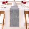 DecorMommt Runner Tavola Moderno Grigio Cotone Lino Stampa a Righe Retrò Fattoria Runner da Tavolo Lavabile per Tovaglie Lavabili Runner Cucina per Cena Compleanno Matrimonio Festa Regalo 33x183 cm