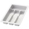 Sossai Inserto portaposate Sossai Divio per cassetti larghi 30 cm, 23x43 cm - ritagliabile, 4 scomparti, bianco, inserto in plastica per cassetti da cucina