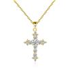 Bellitia Jewelry Fashion Collana con Ciondolo a Croce per Donna, Collana Pendente Placcato Oro in Zirconi con Catena Regolabile da 45cm