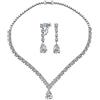 Bling Jewelry Collana girocollo a V con collare a goccia in stile vintage Art Deco con foglia e zirconi cubici AAA CZ e orecchini a clip pendenti a lampadario set di gioielli da sposa per donne matrimonio ballo di