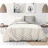 LE CLOS DES SONGES Parure copripiumino 240 x 260 cm - 3 pezzi - morbido percalle di cotone - copripiumino + federe - bianco e beige - modello L'elegante