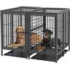 BingoPaw Resistente Gabbia per cani: 130cm Più Grande Kennel per Cane Box Metallo Struttura Rialzata con Divisorio Rimovibile 2 Porte Indistruttibile per 2 cani di Taglia Piccola e Media
