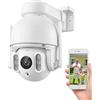 Topodome 2K PTZ - Telecamera di Sorveglianza WiFi Esterna, Telecamera di Sicurezza Esterna, Wi-FI 5G, Monitoraggio Automatico 360°, Visione Notturna Colori 50m, RTSP, Allarme Umano/Veicolo