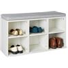 Amazon Basics - Scarpiera con Cuscino, Scarpiera con 6 Scomparti, Ripiani Regolabili, per Ingresso, 87 x 30 x 48cm, Bianco