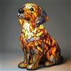 Generic Lampada in vetro colorato per gatti/cani, in resina colorata retrò, da tavolo, lampada da tavolo a LED a tema animali domestici, serie animali, regalo per gli amanti degli animali (Golden Retriever)