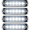 RIGIDON 4 x Ultra Thin 6 LED Lampada di Emergenza Strobo Bianco 12V 24V | Hazard Lampeggiante Luce, Stroboscopica Luce per Auto, Camion, Trattori, Rimorchi, Elevatori 4x4 Veicolo, Senza interruttore