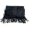 Jaime de Juan Leather Borsa a tracolla con frange e borchie in camoscio italiano. Cinturino regolabile e intercambiabile. Chiusura con cerniera. Interno foderato con tasca integrata., Nero , M