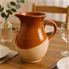 Generico Brocca Artigianale in Terracotta Semi Smaltata Stile Rustico Fatta a Mano - Acqua, Vino - Design Bicolore Altezza 22 cm 2307251101
