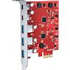 Inateck RedComets U25, PCIe 3.0 x1 Scheda Con 3 Porte USB-A e 2 Porte USB-C, 8 Gbps, Non Necessita di Alimentazione Esterna, Rosso