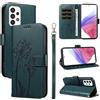 Bravoday Cover per Samsung Galaxy A53 5G, Custodia in PU Pelle Portafoglio Flip Schede con Slot per Carte, Magnetica Antiurto Cover per Galaxy A53 5G, Verde Scuro