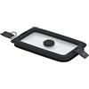 RÖSLE Coperchio sottovuoto FLEXX 2GO 0,6 L rettangolare con clip, vetro di sicurezza con bordo in silicone e valvola a vuoto, antiaroma, trasparente/nero