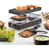 Spring Classic Raclette per 2 persone, colore nero, griglia elettrica da tavolo, piastra in alluminio antiaderente, 2 padelle e raschietto per raclette, piano di appoggio, 25,5 x 1 x 12,5 cm, 440 W