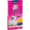 Vitakraft Liquid Snack, snack gatto, snack gatto cremosi, con pollo e taurina, in bustine singole, sostiene la funzione oculare e la funzione cardiaca (1 confezione con 6x 15g)