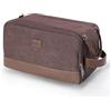 WANDF Beauty Case da Viaggio per Donna Uomo, Borsa da Toilette Idrorepellente,Grande Borsa Cosmetici per Accessori da Barba,Borsa da Bagno con Manico in PU(Marrone, in Attesa Di Brevetto)