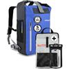 Overboard Zaino impermeabile blu da 30 l, borsa impermeabile arrotolabile per kayak, spiaggia, canottaggio, escursionismo, pesca, rafting, include custodia impermeabile per telefono e organizer per
