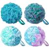 flintronic 4 Pezzi Spugna Doccia, 75g Grande Palla Doccia, Confortevole e Morbida Tessuto a Rete, Loofah Sponges per Esfoliazione Corporale e Massaggio