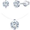 INFINIONLY Collana girocollo e orecchini di diamanti da donna: parure di gioielli in argento 925 ciondolo con catena trasparente - 3 carati diamanti rotondi colore D chiarezza VVS1 certificato GRA